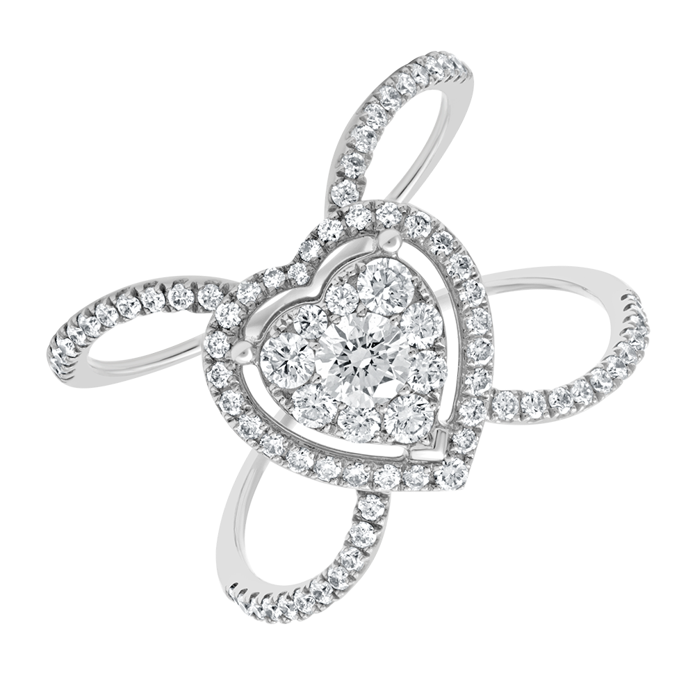 Focus Heart Illusion Diamond Ring In 18 K White Gold From Gap Collection