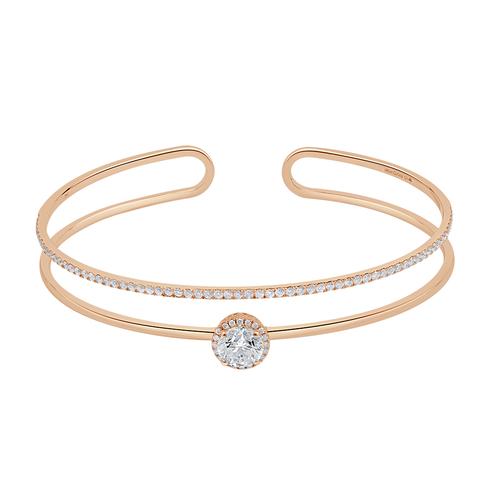Halo Solitaire Diamond Bangle - 18 K Yellow Gold - Gap Collection