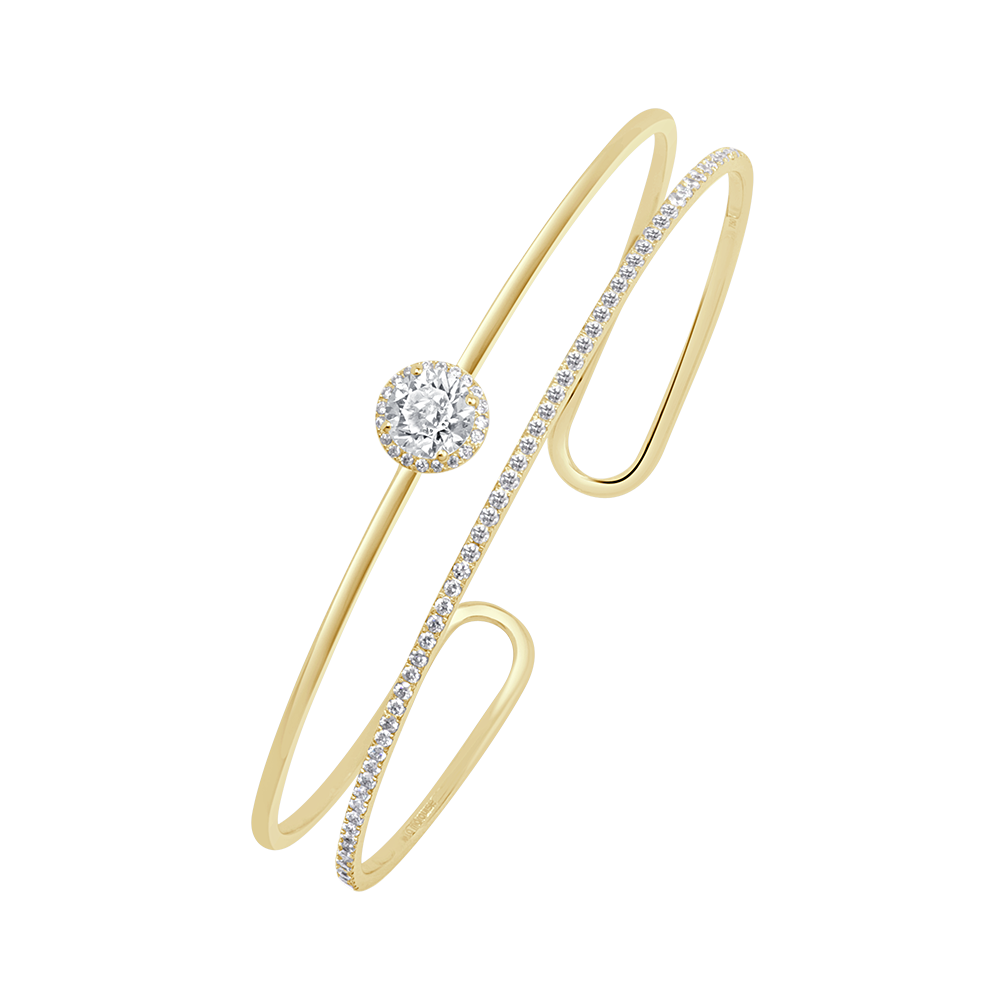 Halo Solitaire Diamond Bangle - 18 K Yellow Gold - Gap Collection