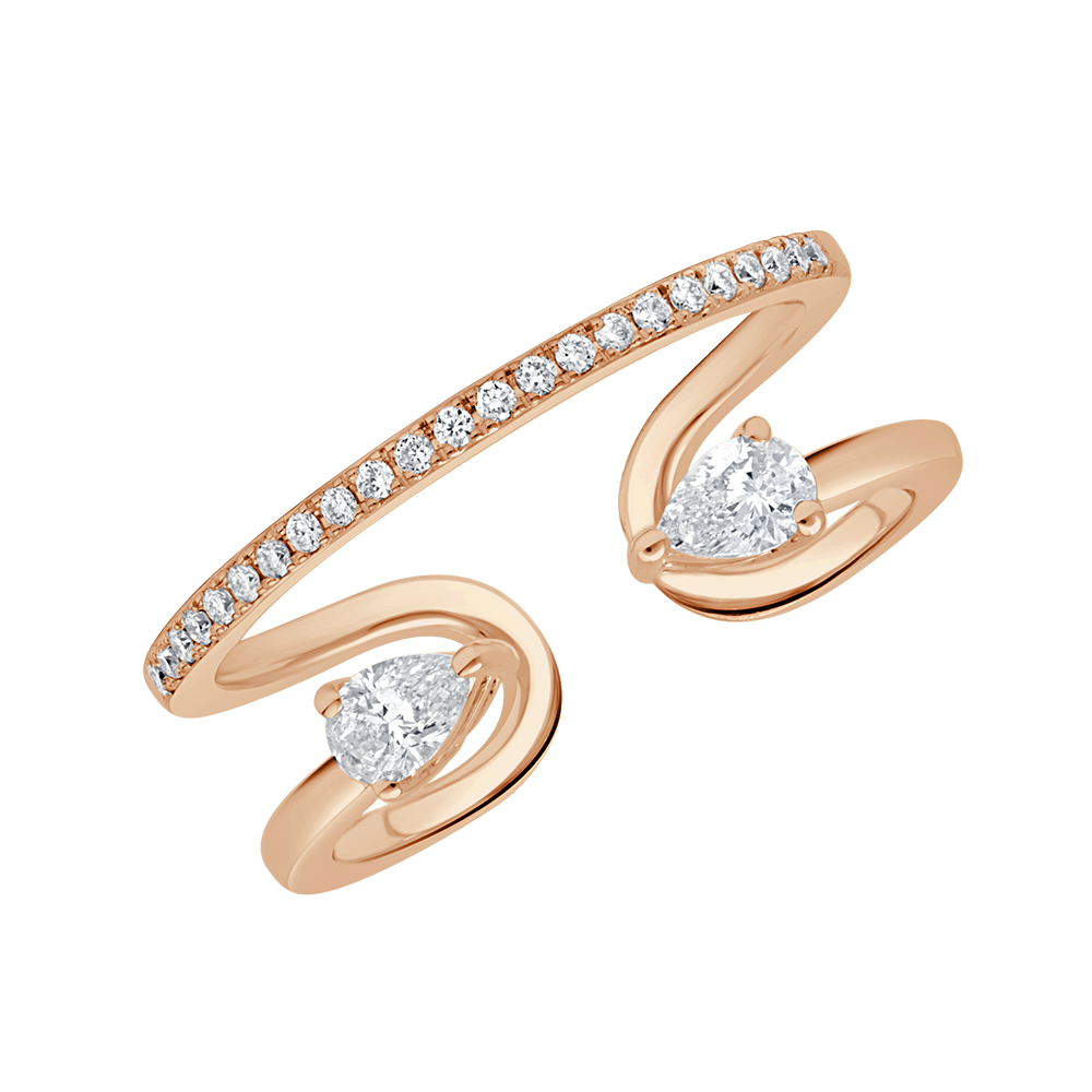 Open Twin Pear Diamond Ring - 18 K Yellow Gold - Gap Collection