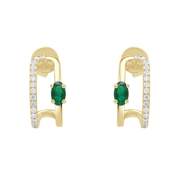 Oval Gemstone & Diamond Earring - Gap Collection