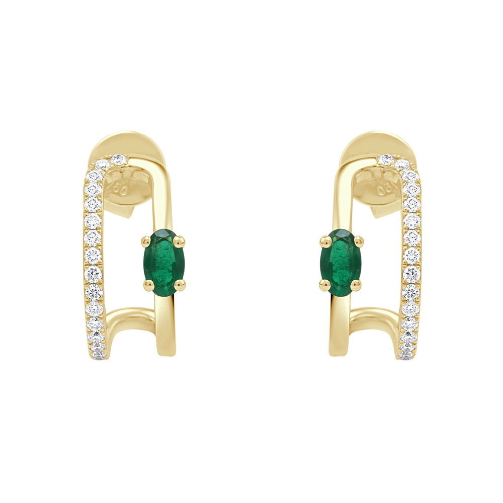 Oval Gemstone & Diamond Earring - Gap Collection