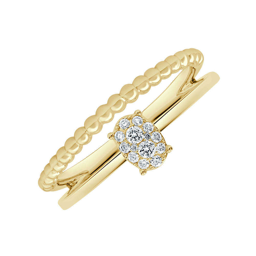 Vintage Oval Illusion Diamond Ring - 18 K Yellow Gold - Gap Collection
