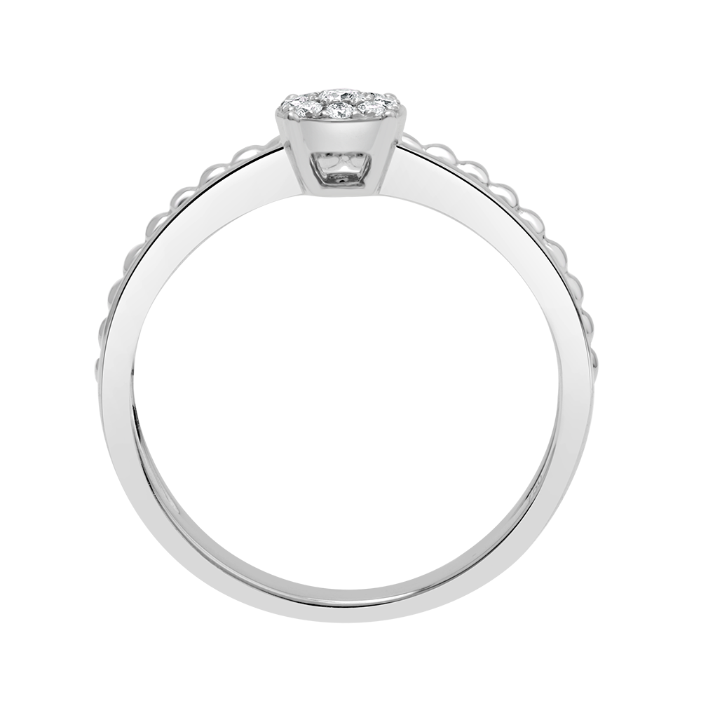 Vintage Round Illusion Diamond Ring - 18 K White Gold - Gap Collection