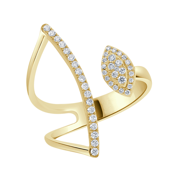Winged Marquise Halo Illusion Diamond Ring - 18 K Yellow Gold - Gap Collection
