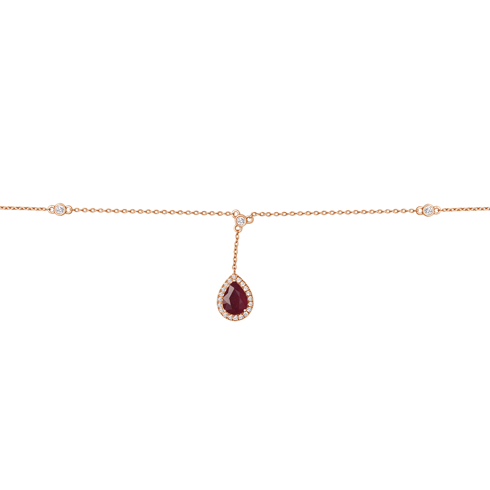 Pear Gemstone Halo Diamond Anklet - Chevelle Collection