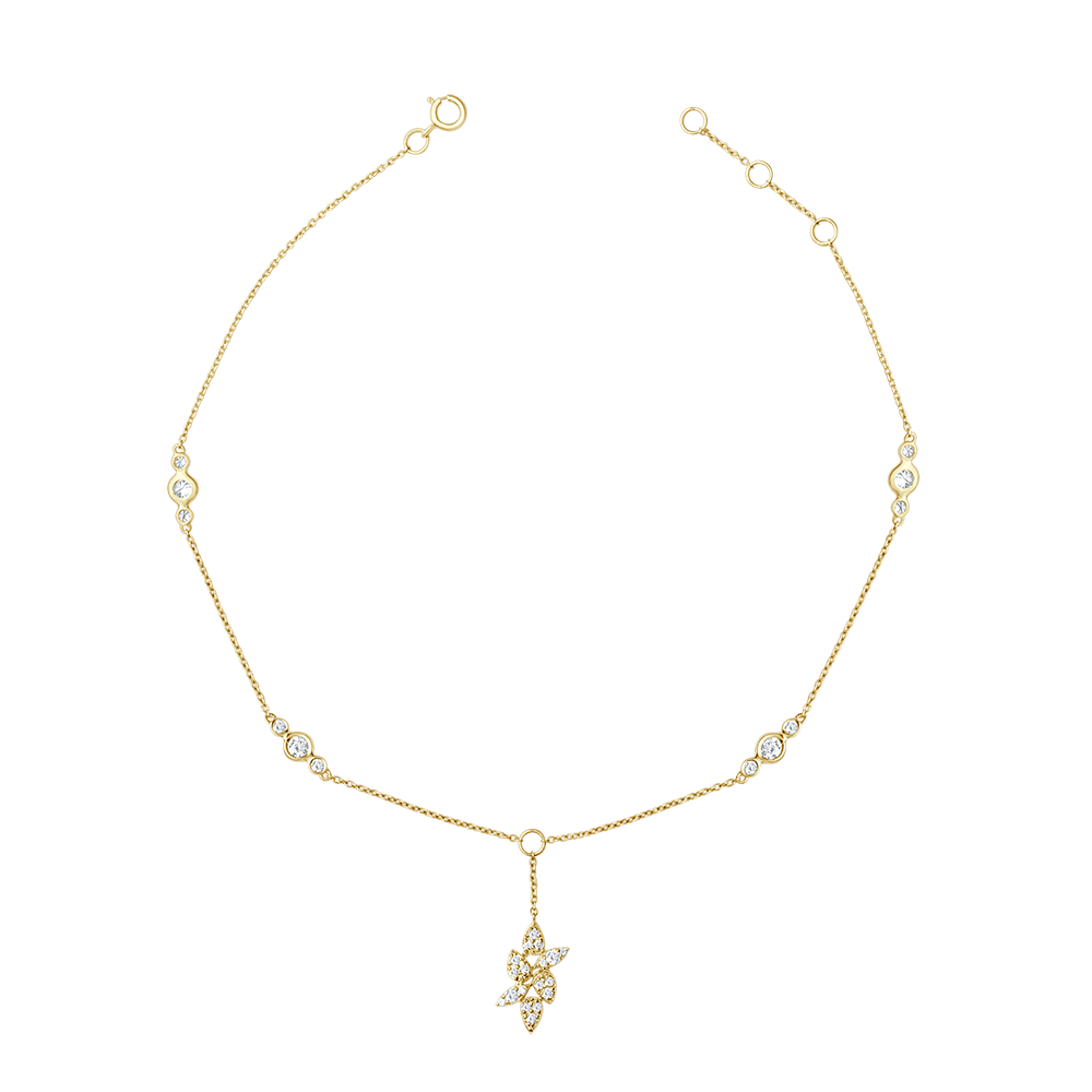 Chevelle Butterfly Diamond Anklet Yellow Gold