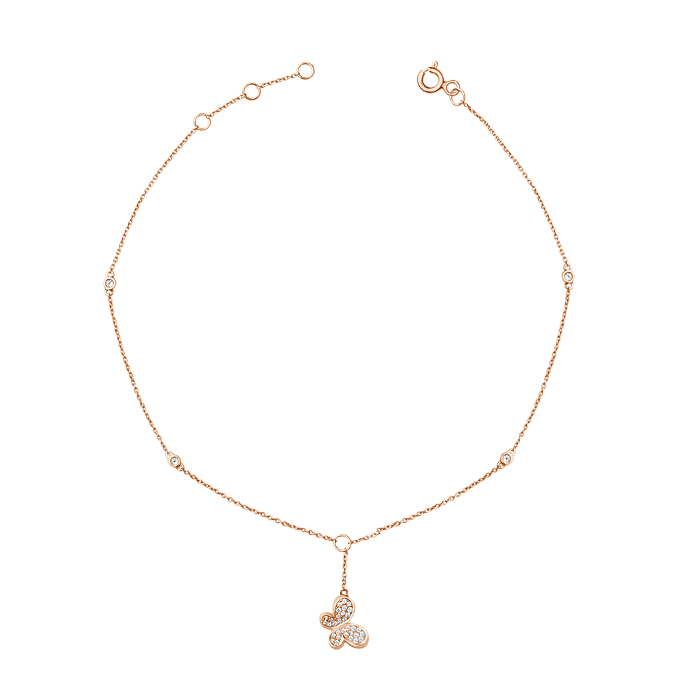 Butterfly Diamond Anklet - 18 K Rose Gold - Chevelle Collection