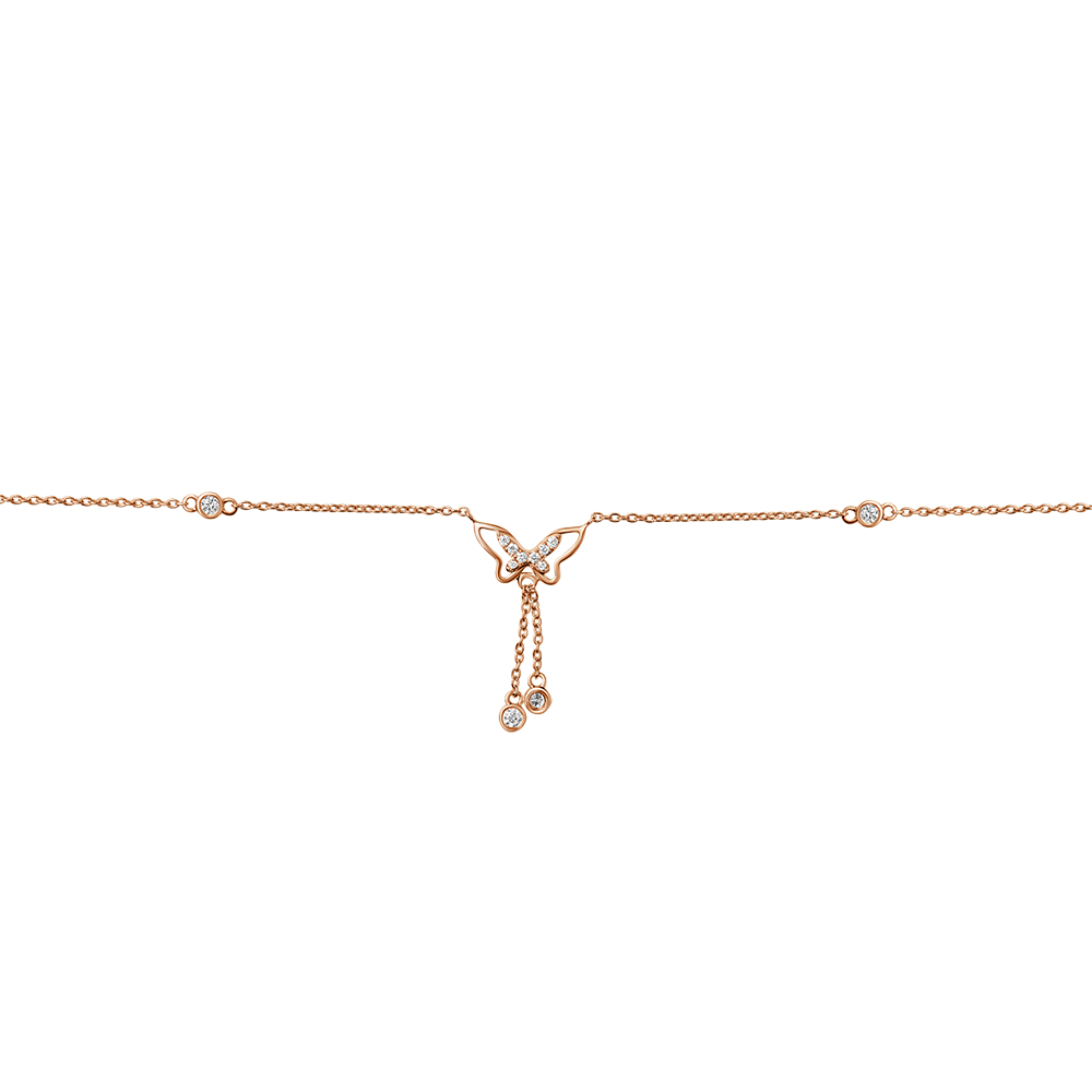 Chevelle Butterfly Bezel Diamond Anklet Yellow Gold