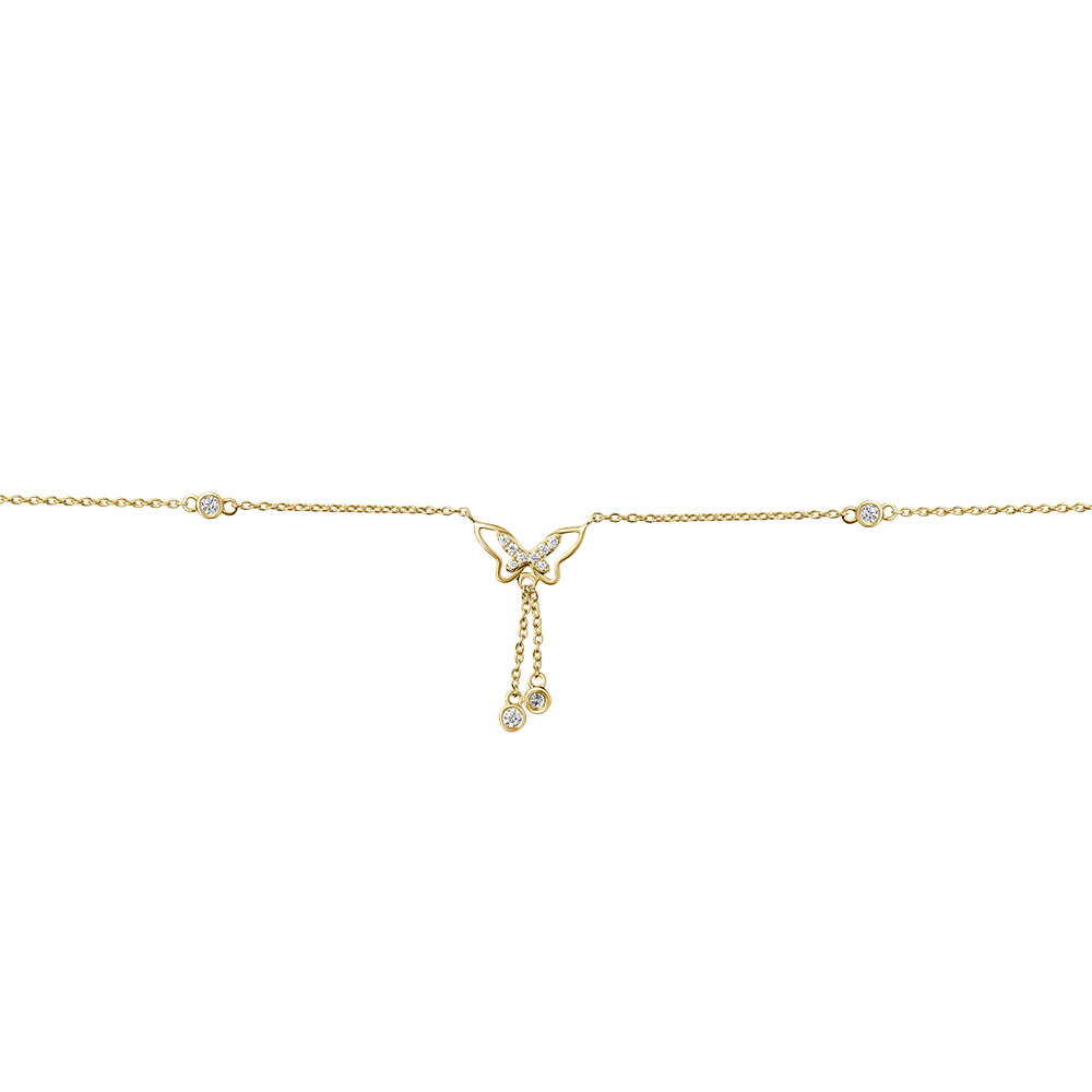 Chevelle Butterfly Bezel Diamond Anklet Yellow Gold