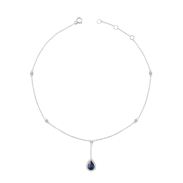 Pear Gemstone Halo Diamond Anklet - Chevelle Collection