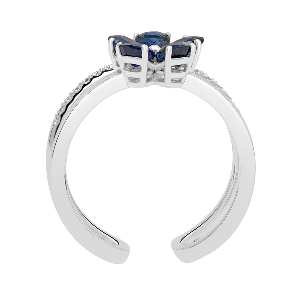 Floral Gemstone & Diamond Ring - 18 K White Gold - Gap Collection