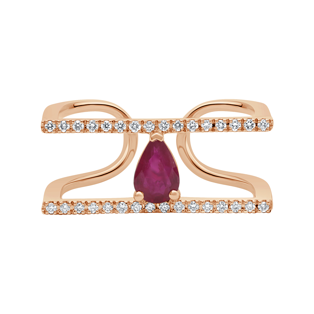 Monolith Pear Gemstone & Diamond Ring In 18 K Rose Gold From Gap Collection