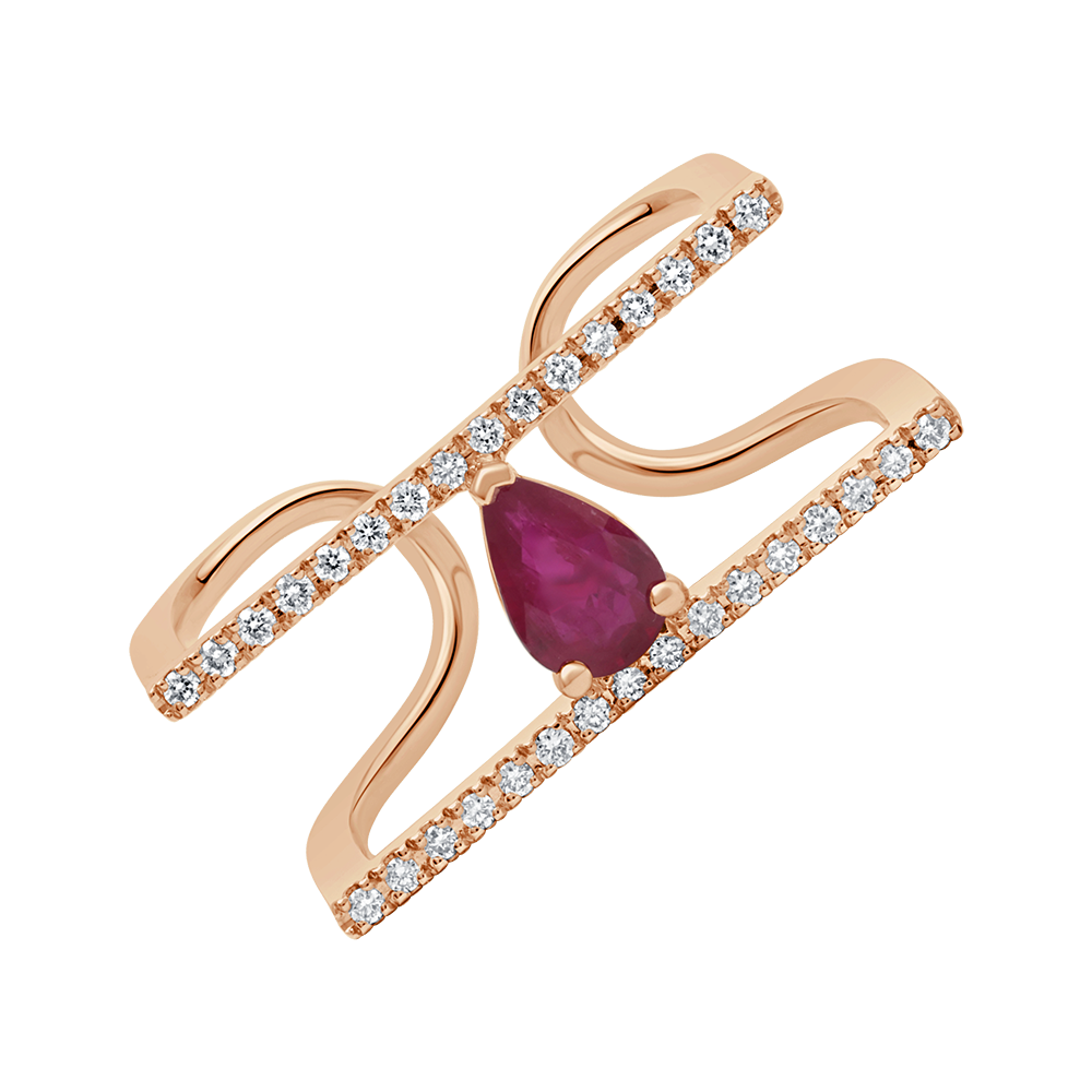 Monolith Pear Gemstone & Diamond Ring In 18 K Rose Gold From Gap Collection