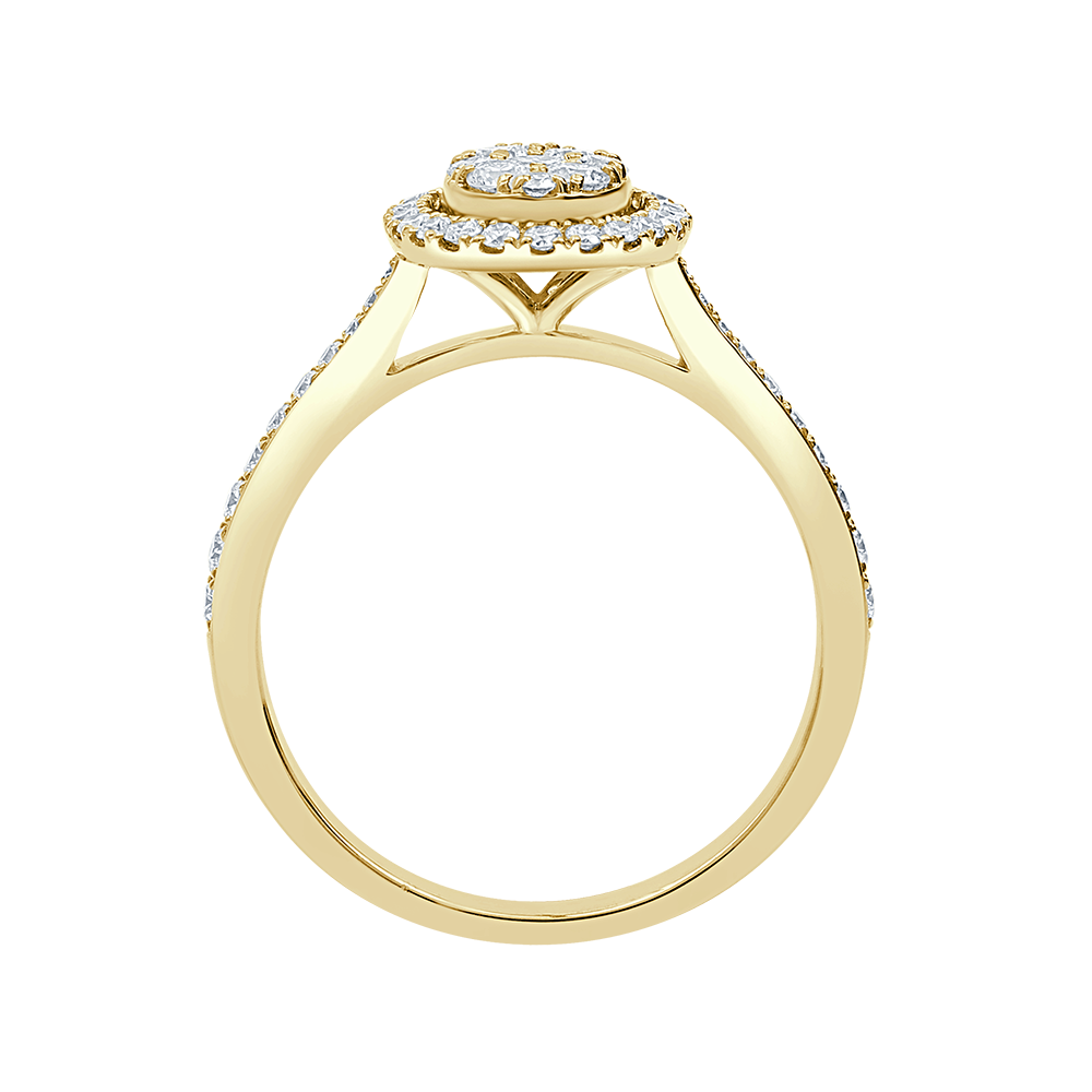 Je© Oval Illusion Halo Diamond Ring Yellow Gold