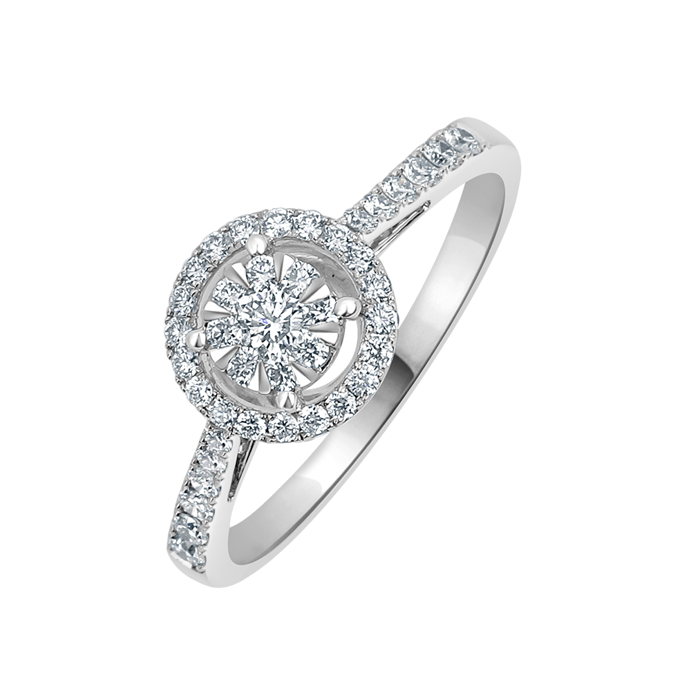 Je© Round Illusion Halo Diamond Ring
