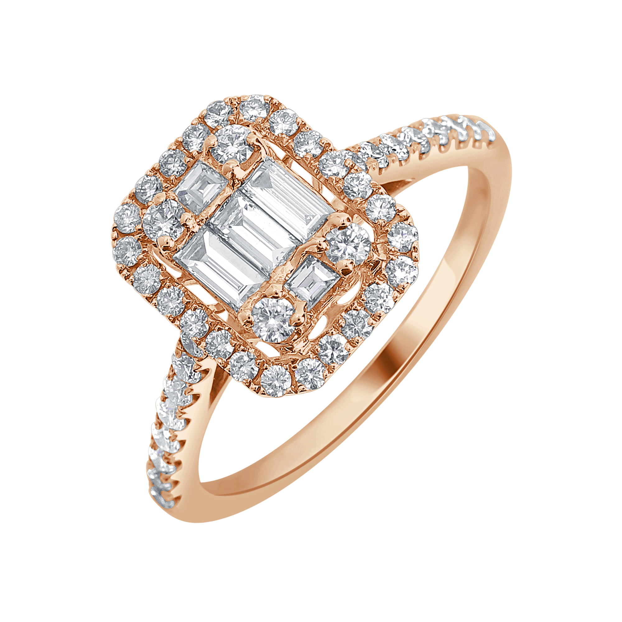Je© Emerald Illusion Halo Diamond Ring
