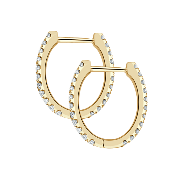 Petite Double Studded Diamond Huggie Earrings (Medium)