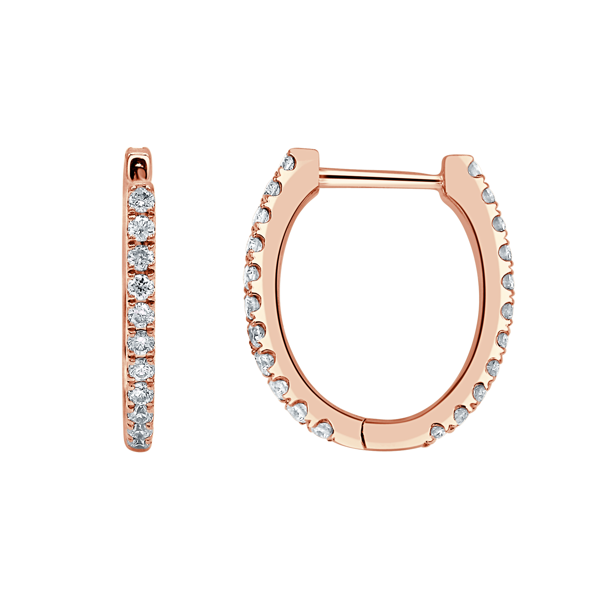 Petite Double Studded Diamond Huggie Earrings (Medium)