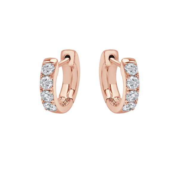 Classic Four Diamond Huggie Earrings (Small)