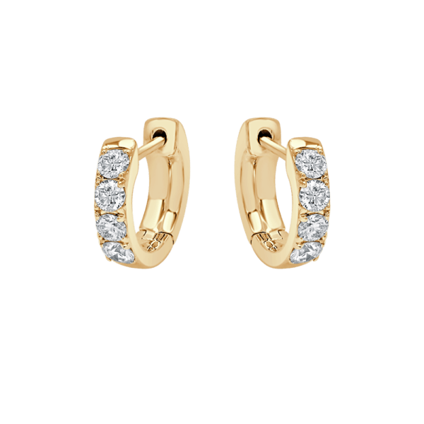 Classic Four Diamond Huggie Earrings (Small)
