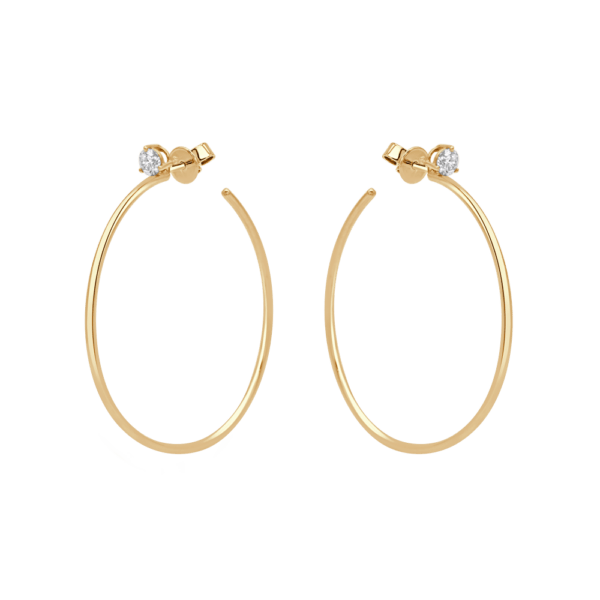 Solitaire Diamond Hoop Earrings (Medium)