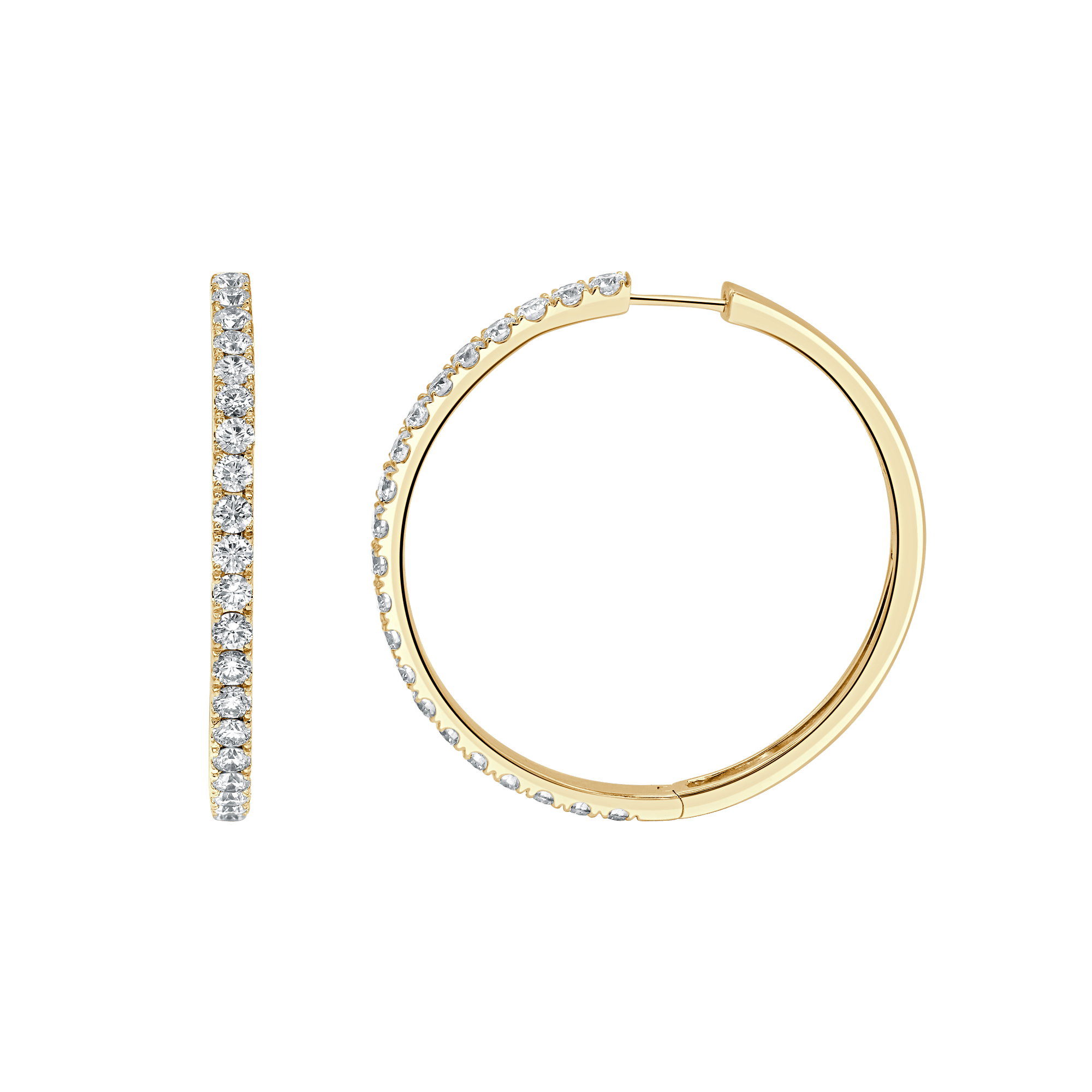 Wide Diamond Hoop Earrings- Medium