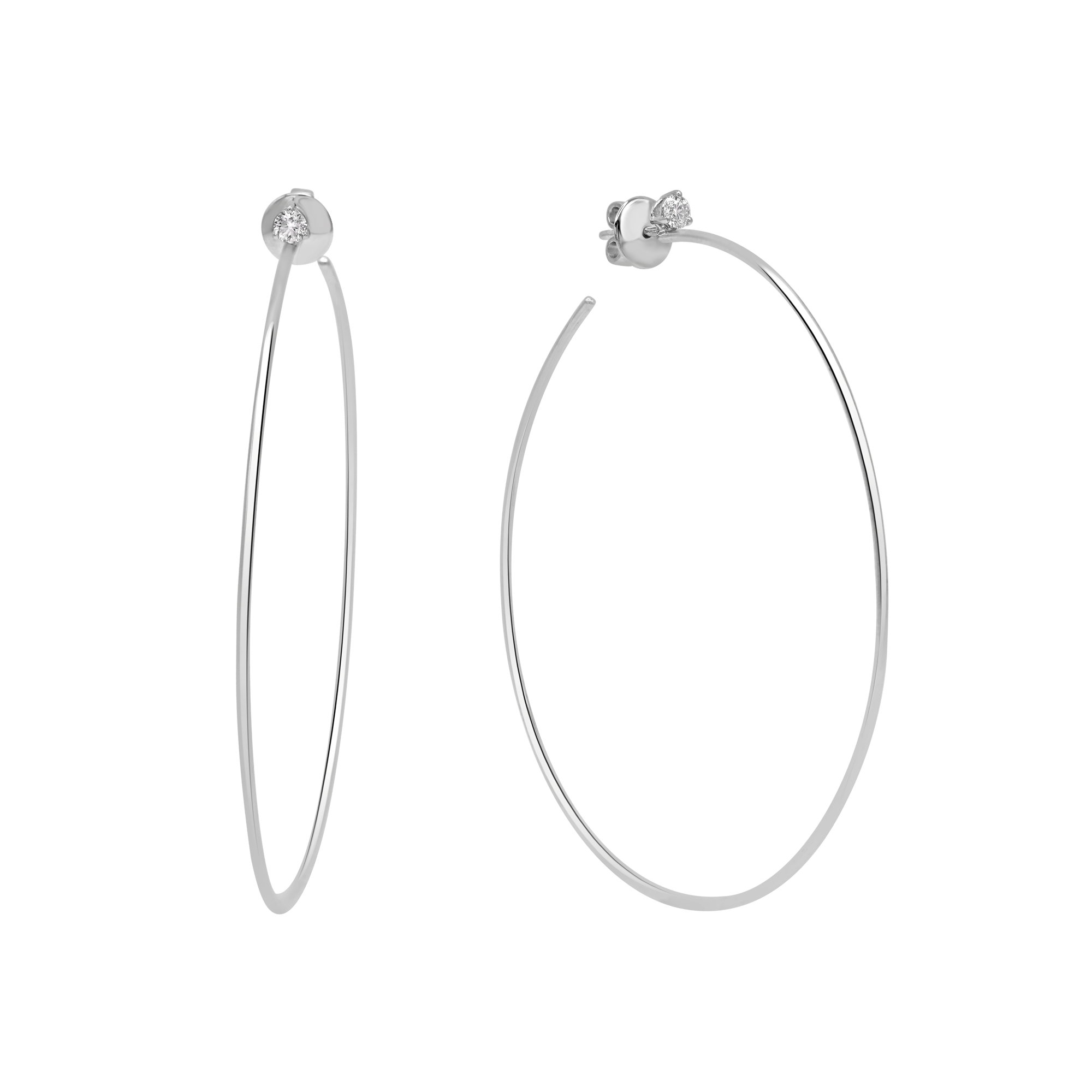 Solitaire Diamond Hoop Earrings (Large)