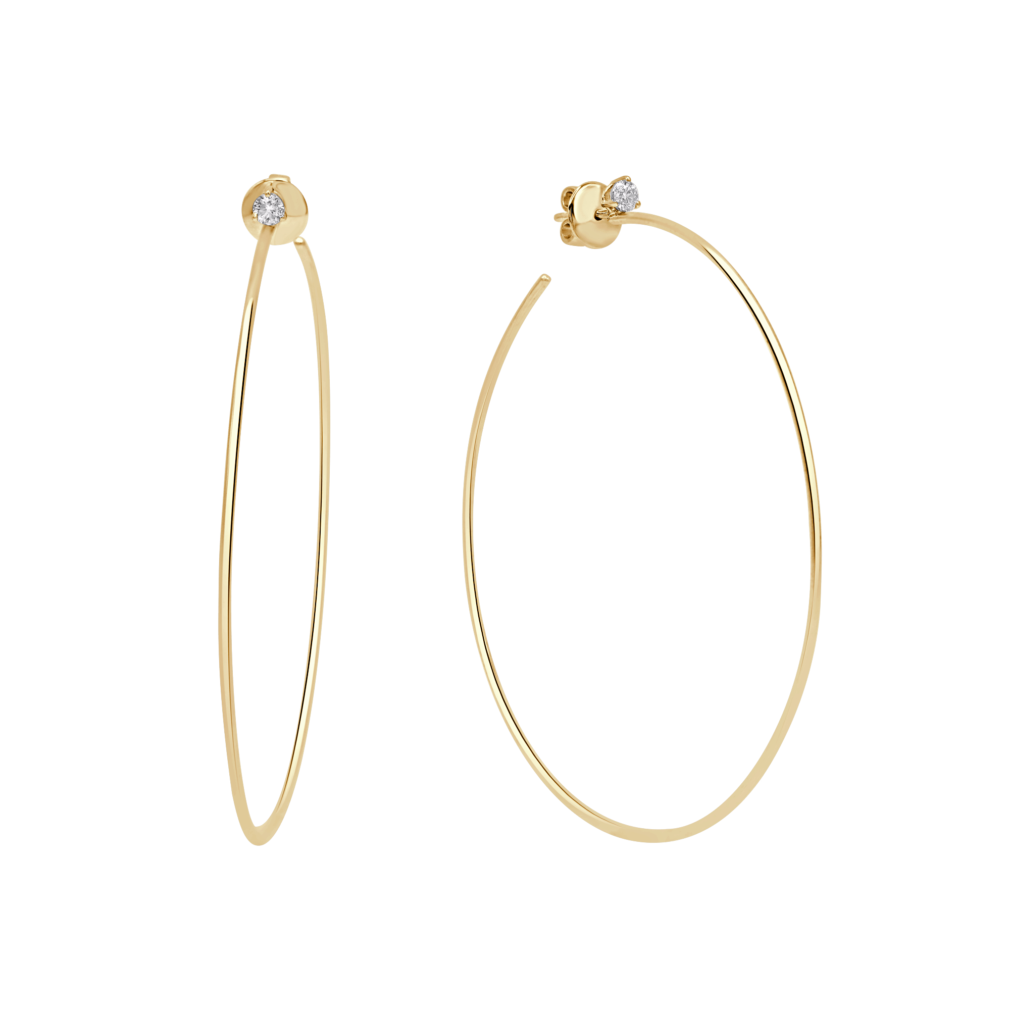 Solitaire Diamond Hoop Earrings (Large)