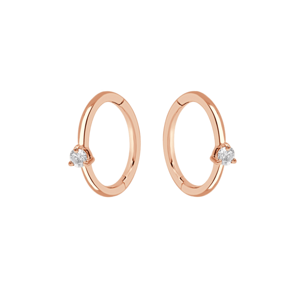 Single Diamond Huggie Earrings (Small)