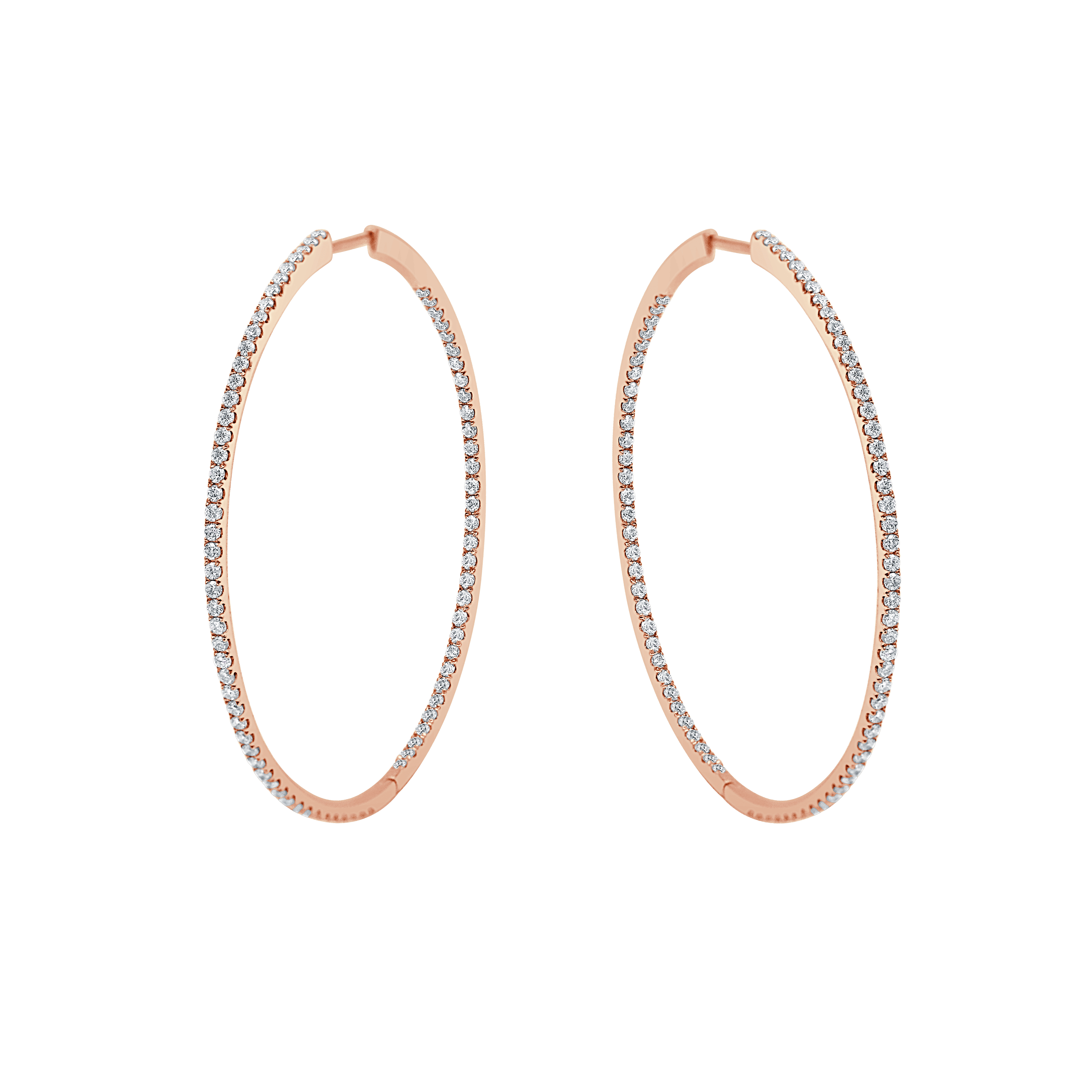 Slim Inside-Out Diamond Close Hoop Earrings (Large)