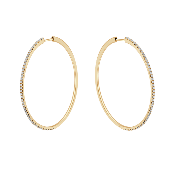 Slim Diamond Hoop Earrings (Medium)