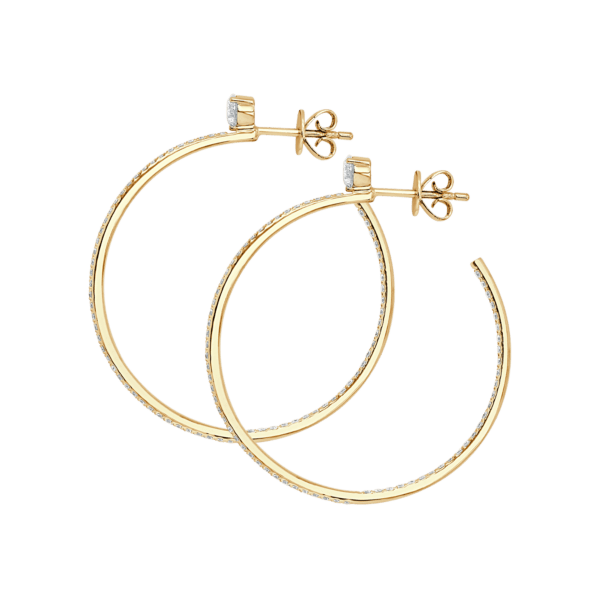 Slim Inside-Out Diamond Open Hoop Earrings (Large)