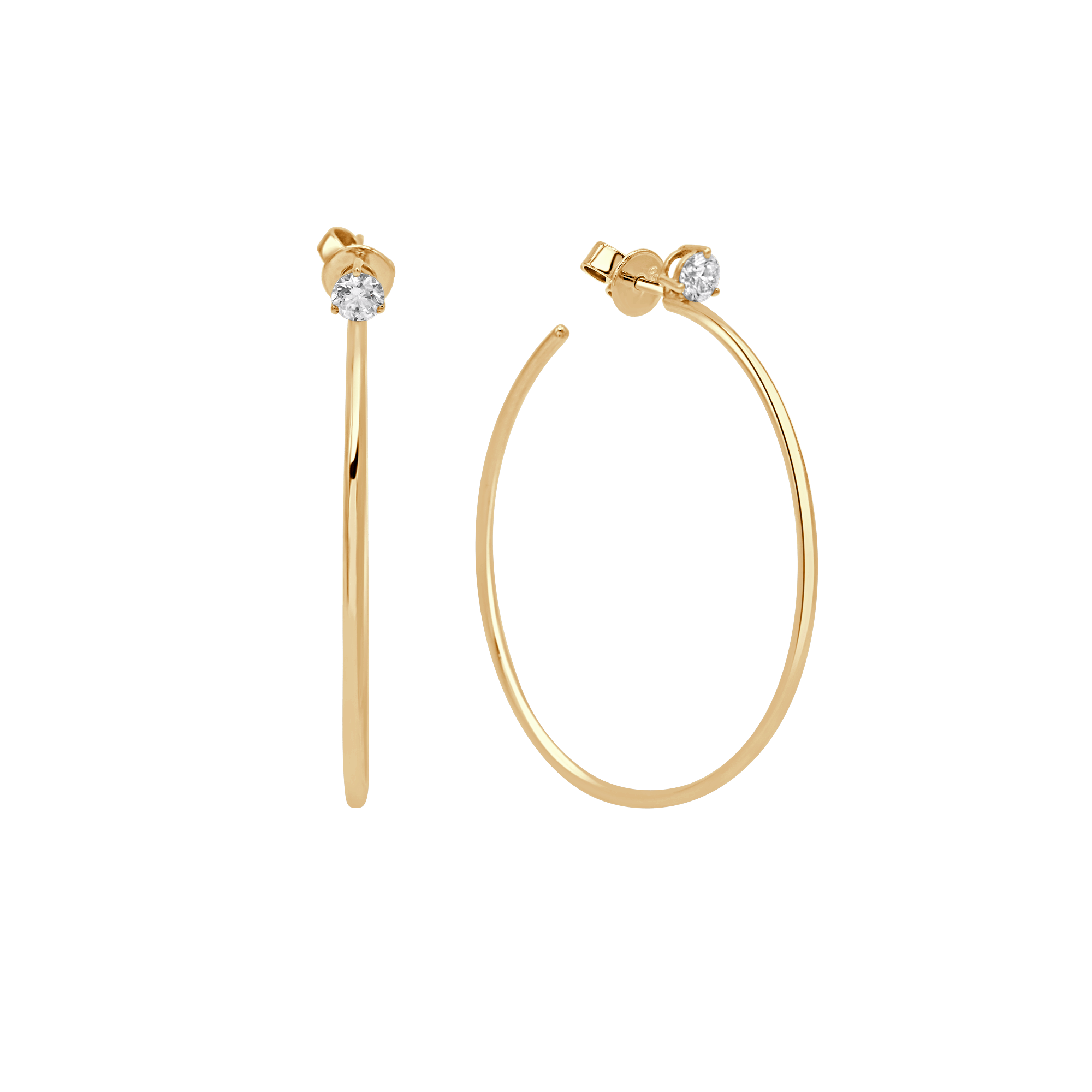 Solitaire Diamond Hoop Earrings (Medium)