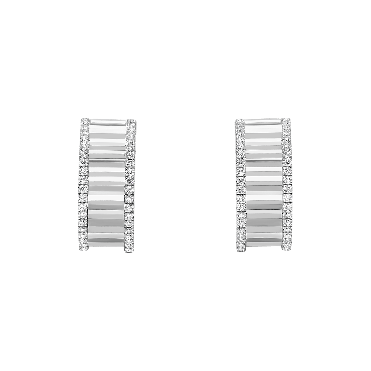 Lumière II© Fluted Diamond Hoop Earrings 7mm