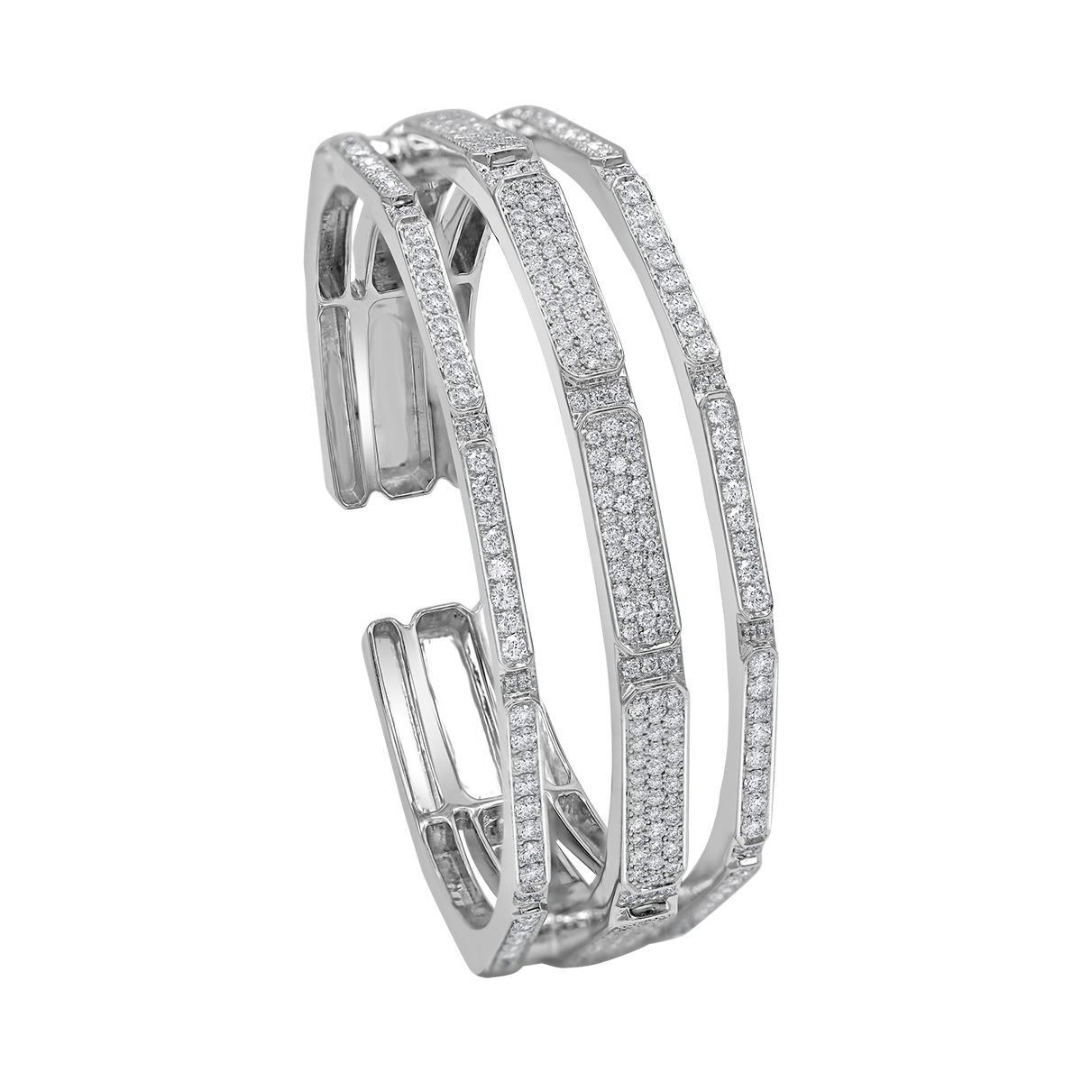 LUNA© Full Diamond Semi Octagon Bracelet (Triple line)