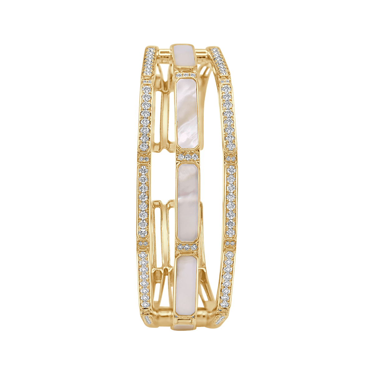 LUNA© MOP and Diamond Semi Octagon Bracelet (Triple line)