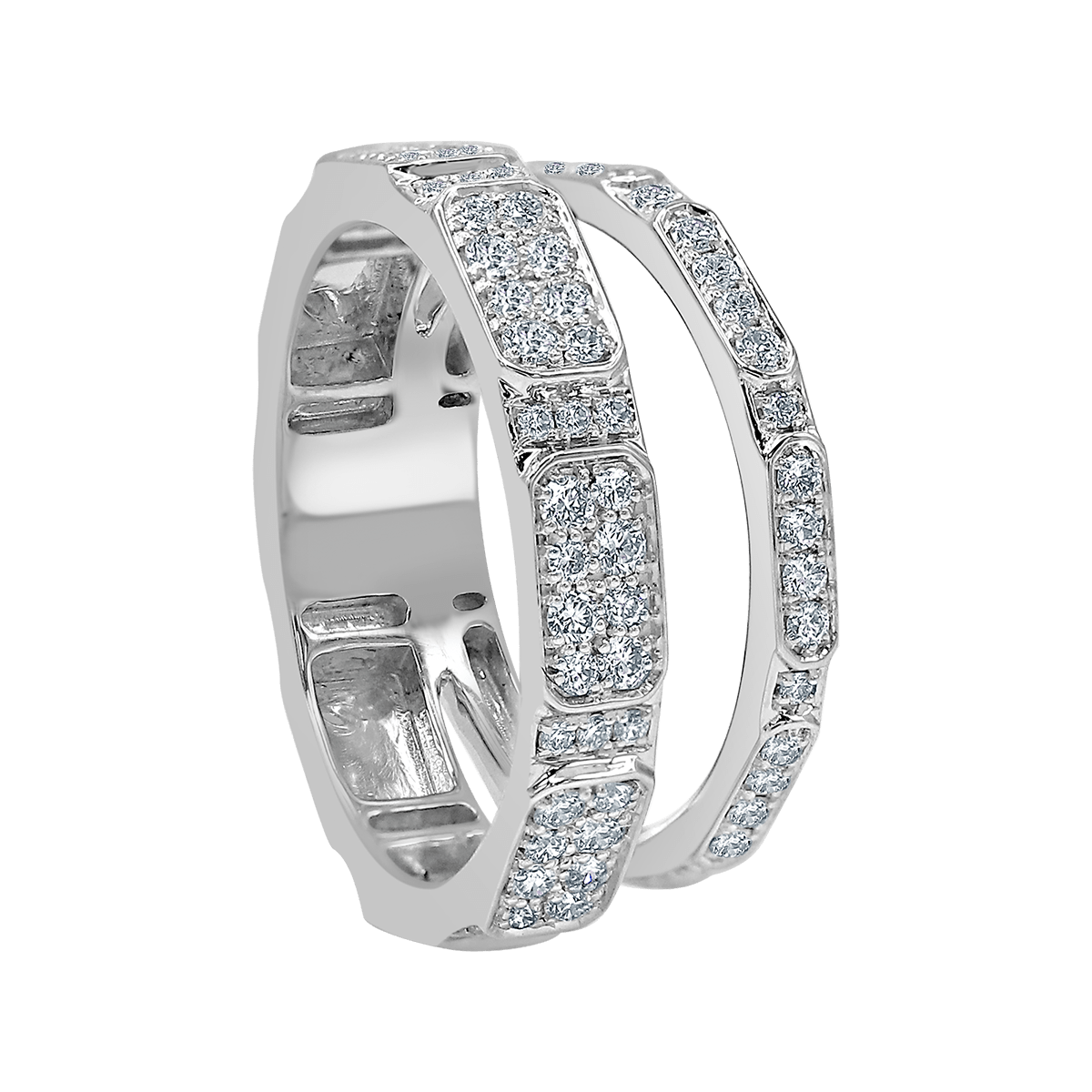 LUNA© Full Diamond Octagon Ring (Double line)