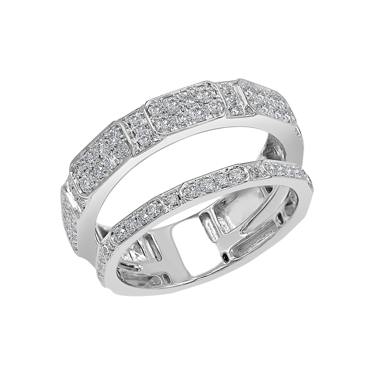 LUNA© Full Diamond Octagon Ring (Double line)