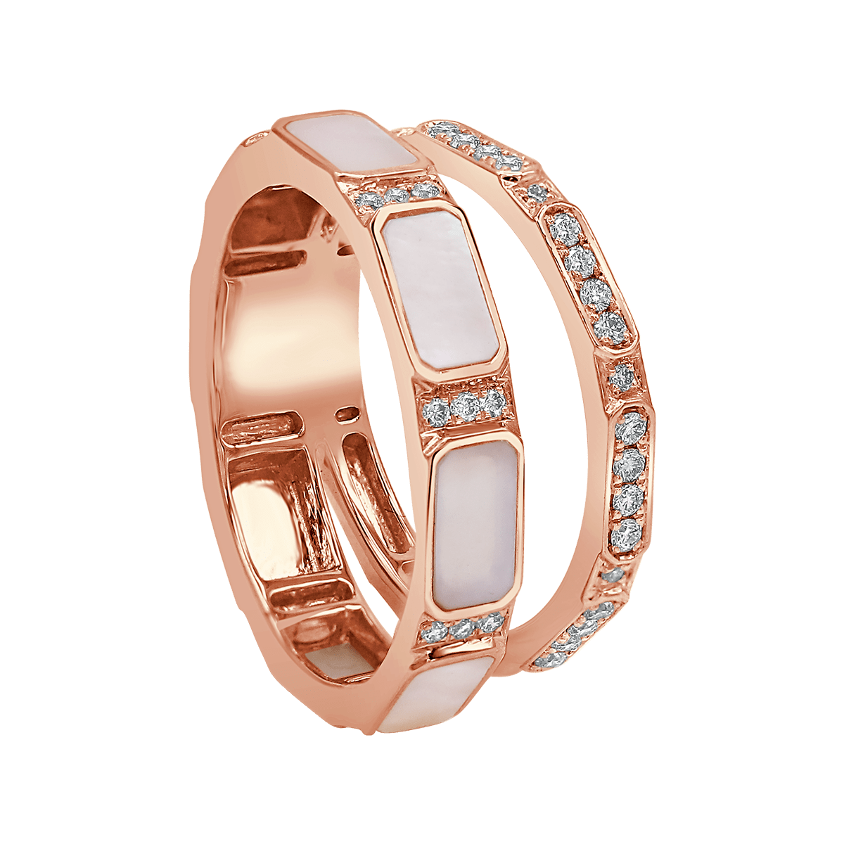 LUNA© MOP and Diamond Octagon Ring